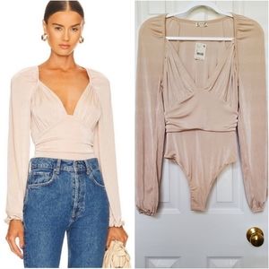 Free People Intimately Tan Bodysuit in Blossom Pearl